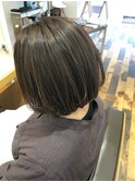 ヘルシーボブ/白髪ぼかしハイライト/オリーブベージュ
