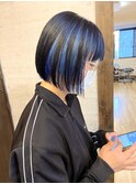 ブルーインナーラインボブ/デザインカラー