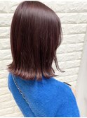 ワインレッド/カシスレッド/ブリーチなし/髪質改善