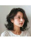 ネオウルフパーマ！くせ毛風パーマ！ミディアムウルフパーマ