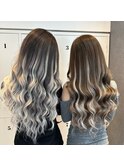 エクステ/ロングヘア/ダブルカラー/ハイトーン/ミルクティー