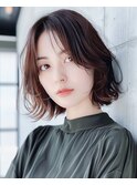 韓国風レイヤーナチュラル後れ毛エアリーワンカール秋カラー