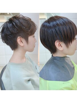 桜デコ ティンプル店(DECO) 右バッサリショートヘア、左アイロンアレンジ