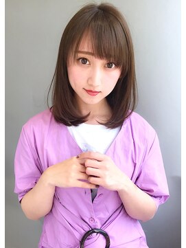 ロンドローズ 名古屋(Lond damaskRose) 【Lond damaskRose】ハネない鎖骨下のロブ グレージュカラー