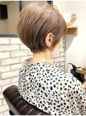 クールショート/ショートパーマ/ボブルフ/ピンクベージュ/柴