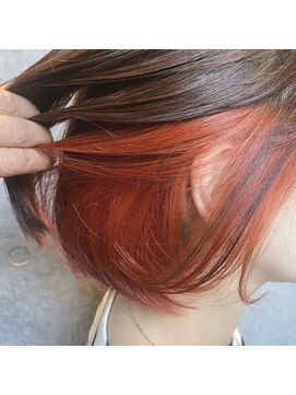 ギフトサニーサイド(gift sunny side) ブリーチ1回であざやかオレンジ*インナーカラー