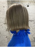□デザインカラーレイヤーカットウエットヘアオリーブベージュ