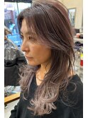 大人グラデーションハイライトグレージュバイオレット