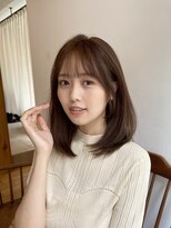 大人かわいい小顔レイヤー/ピンクベージュ/顔まわりレイヤー