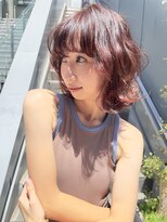 ヌード(NUDE)&nbsp;NUDEハイトーンレッド レイヤーボブ 切りっぱなしボブ結べるボブ