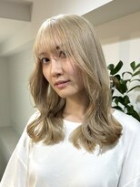 サンク 原宿 表参道(cinq) ミルクティーピンクグレージュカラー韓国ヘアミディアムレイヤー