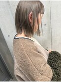 斜めバング/グレージュカラー/デザインカラー/シルキーベージュ