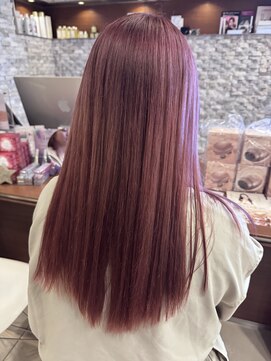 アチーブ ヘア デザイン(achieve hair design) 艶カラーハイトーンカシスブラウンストレート髪質改善