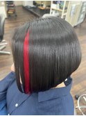 赤メッシュボブ