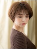 ココアブラウン抜け感ショートマッシュルームヘアX上尾30代40代