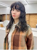 ロングパーマ　スパイラル　クルクル　ニュアンス　黒髪パーマ