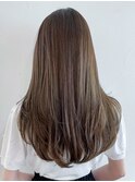 ロング暗めカラー韓国ヘアオリーブベージュ_ba562132