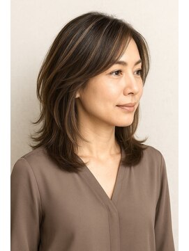 ビュートリアム265(BEAUTRIUM 265) ハイライトヘア 40.50代ミディアムレイヤーヘア ナチュラル美髪