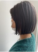 切りっぱなしボブ×グレージュ