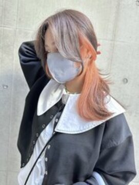 ディア(.eer) 秋冬☆イヤリングカラー×アプリコットオレンジ☆顔周りレイヤー