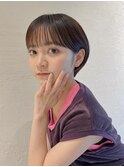 暖色カラー/暖色/オレンジ/ピンク/ボブ/重めカット