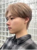 韓国メンズホワイトシースルーマッシュアッシュグレージュカラー