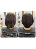 ヘアケアコース+カット+白髪染め・髪質改善・縮毛矯正・白髪染め