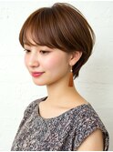 丸みショート くびれヘア 美人ショート ココアブラウン 30代40代