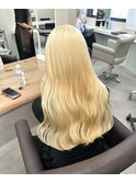 14592抜きっぱなしブリーチセミロングレイヤーホワイトブロンド