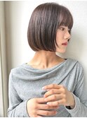 丸みショートボブ/ミニボブ切りっぱなしブリーチなし小顔p北浦和