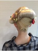 着物ヘアセット　成人式ヘアセット 日本髪 花魁風