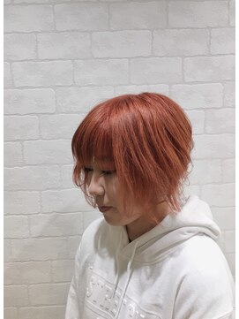 ダスティ 豊科駅前店(Dasty) 前下がりボブ×アプリコットオレンジ