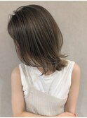前髪 アンブレラカラー こなれミディ イメチェン ウェーブパーマ