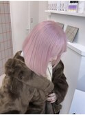 切りっぱなしボブ/エアリーロング/美髪/ピンクブラウン/渋谷