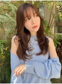 美髪レイヤーカット/顔まわりレイヤー/くびれミディアムレイヤー
