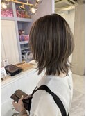 大人キレイなくびれボブ×白髪ぼかし◎ハイライトデザインカラー