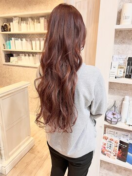 キャアリー(Caary) 福山市美容室Caary ブリーチ無しフレッシュコーラルピンク