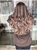 コントラストバレイヤージュ ホワイトベージュ(ロング)