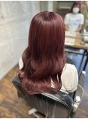 チェリーレッドカラー10代20代ケアブリーチ名古屋美容室