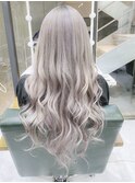ホワイトグレージュカラーミルクティーカラー成人式ヘアカラー