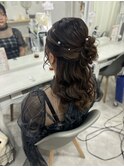 サイドお団子ハーフアップ