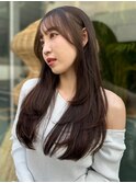 顔周りレイヤーカットグレージュカラーくびれボブベージュカラー