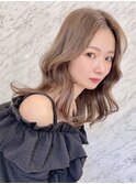 韓国風ロング/くびれロング/センターパート/ベージュカラー/伏見