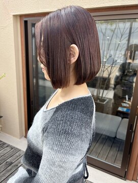 ヘブンリー(heavenly) ぷつっとボブ/前下がりボブ/ワインレッド/ピンクブラウン