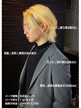 ディータ(Dita) 最旬毛流れセンターパートウルフ大宮メンズカットパーマ美容室