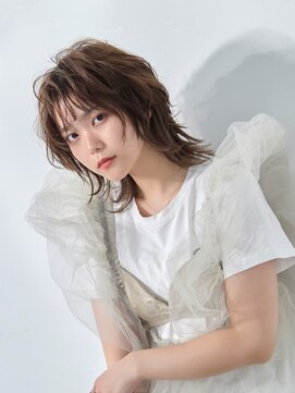 ラフィスヘアー シャイン 松戸店(La fith hair shine) 【La fith】ウルフヘア×オリーブブラウン×シースルーバング