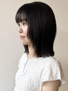 モリオフロムロンドン 松戸店(Morio from London) 【morio松戸　石山】黒髪外ハネミディ顔周りレイヤーシャギー