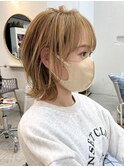 くびれウルフ/小顔カット☆ブリーチ◎ホワイトブロンド髪質改善