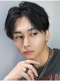 ニュアンスパーマナチュラルセンターパートツーブロック刈り上げ
