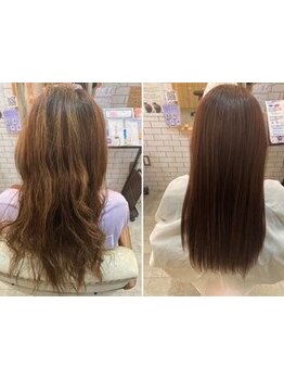 ケアにもこだわりたい方にオススメ☆ダメージレスにこだわった薬剤で髪の状態に合わせて施術します♪